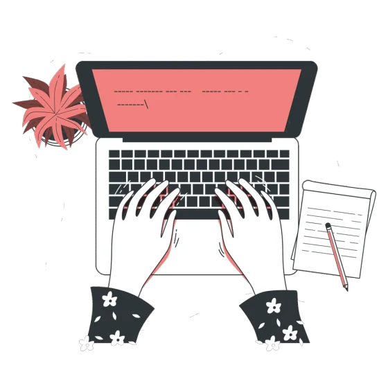 Nxënëse duke punuar në laptop